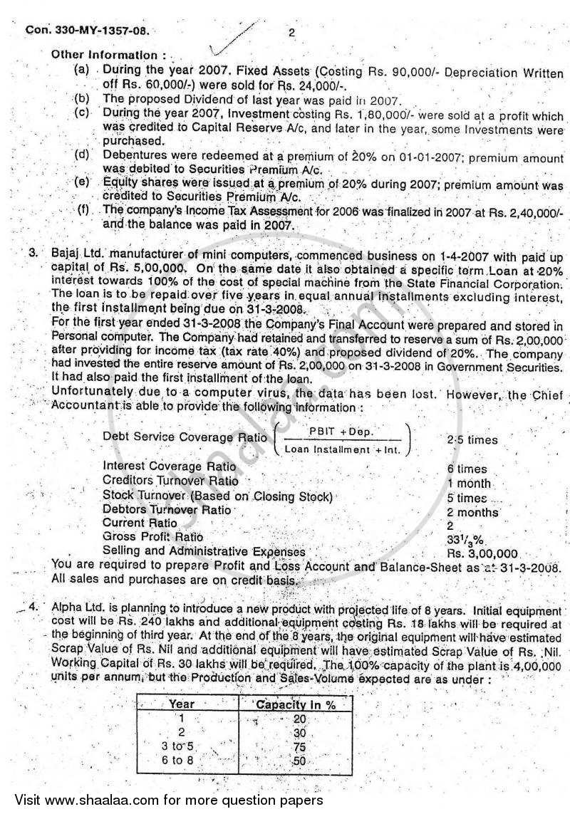 Advanced Financial Management 2007-2008 - M.Com. - Part 2 - University of Mumbai question paper with PDF download