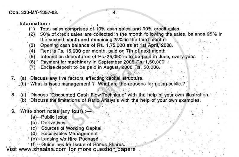 Advanced Financial Management 2007-2008 - M.Com. - Part 2 - University of Mumbai question paper with PDF download