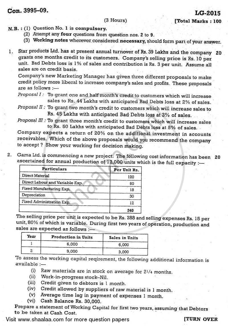 Advanced Financial Management 2009-2010 - M.Com. - Part 2 - University of Mumbai question paper with PDF download