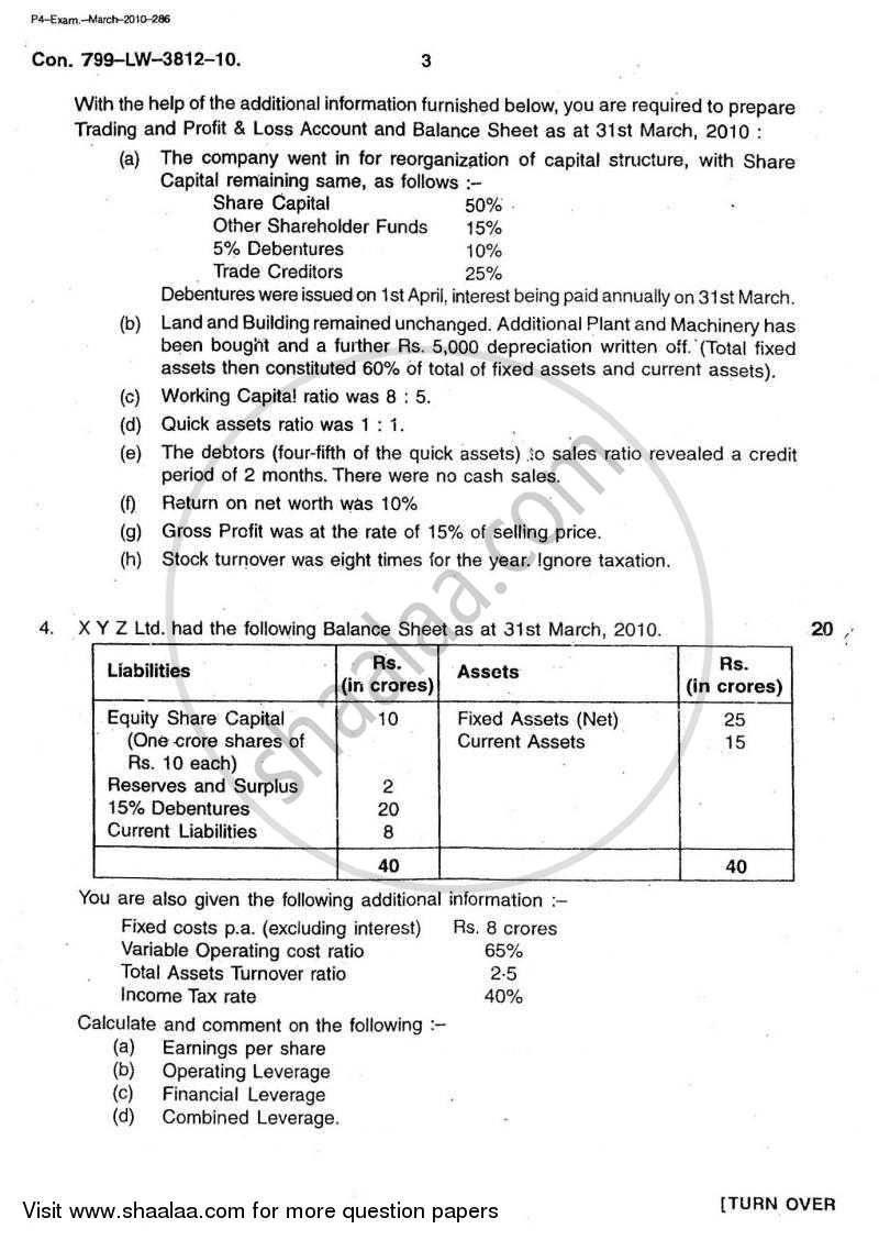 Advanced Financial Management 2009-2010 - M.Com. - Part 2 - University of Mumbai question paper with PDF download