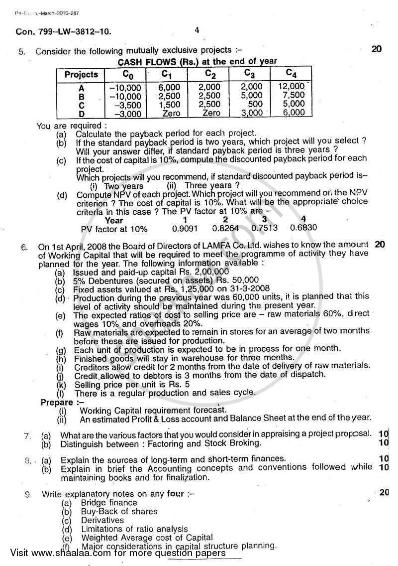 Advanced Financial Management 2009-2010 - M.Com. - Part 2 - University of Mumbai question paper with PDF download