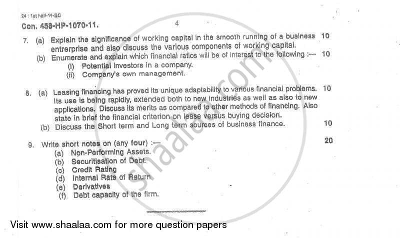Advanced Financial Management 2010-2011 - M.Com. - Part 2 - University of Mumbai question paper with PDF download