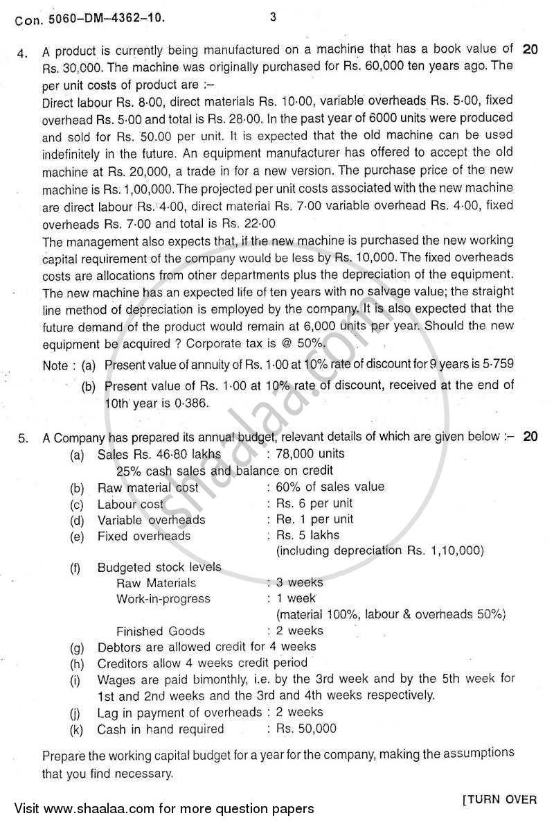 Advanced Financial Management 2010-2011 - M.Com. - Part 2 - University of Mumbai question paper with PDF download
