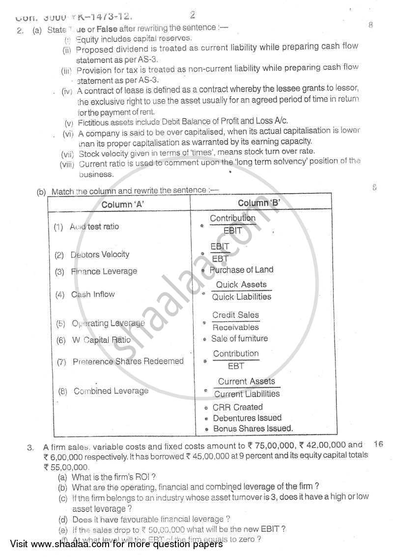 Advanced Financial Management 2011-2012 - M.Com. - Part 2 - University of Mumbai question paper with PDF download