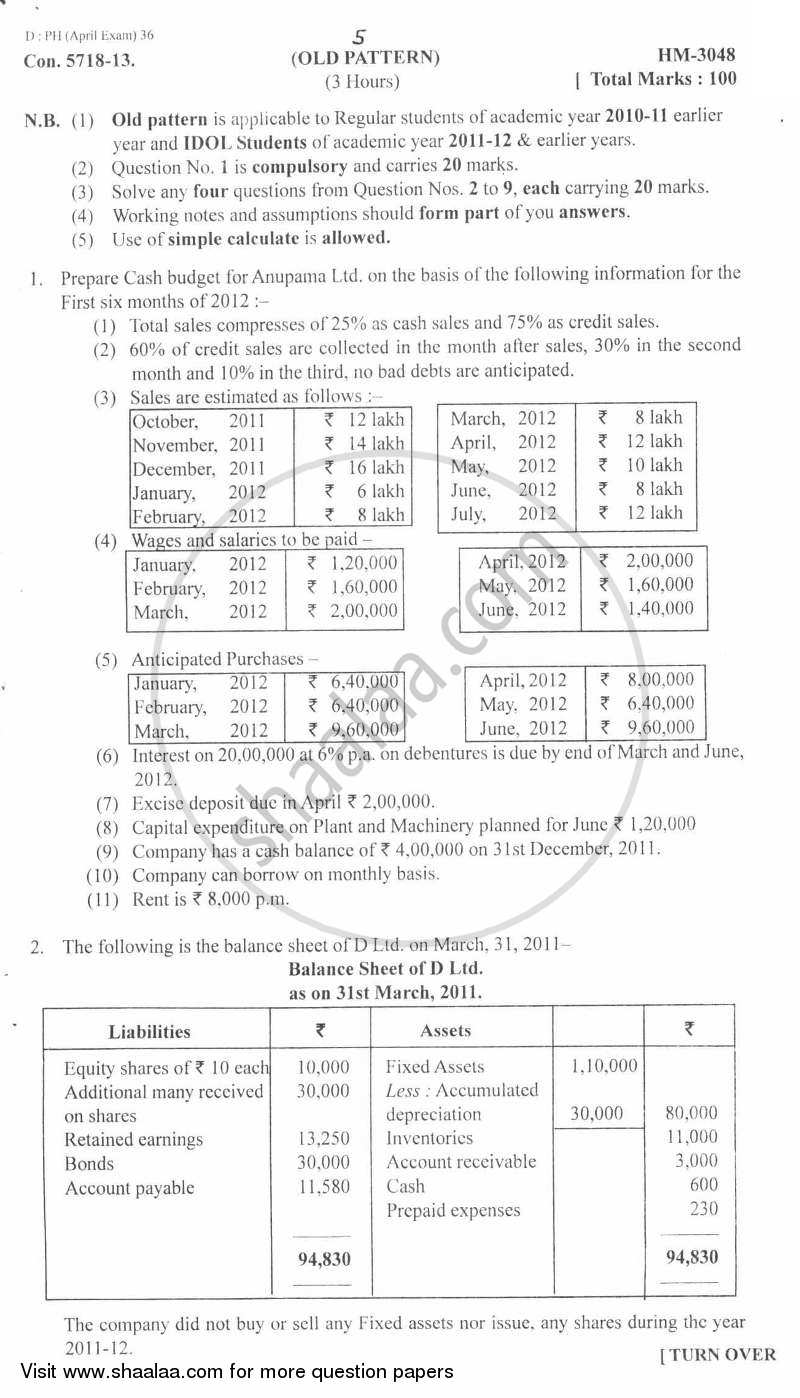 Advanced Financial Management 2012-2013 - M.Com. - Part 2 - University of Mumbai question paper with PDF download