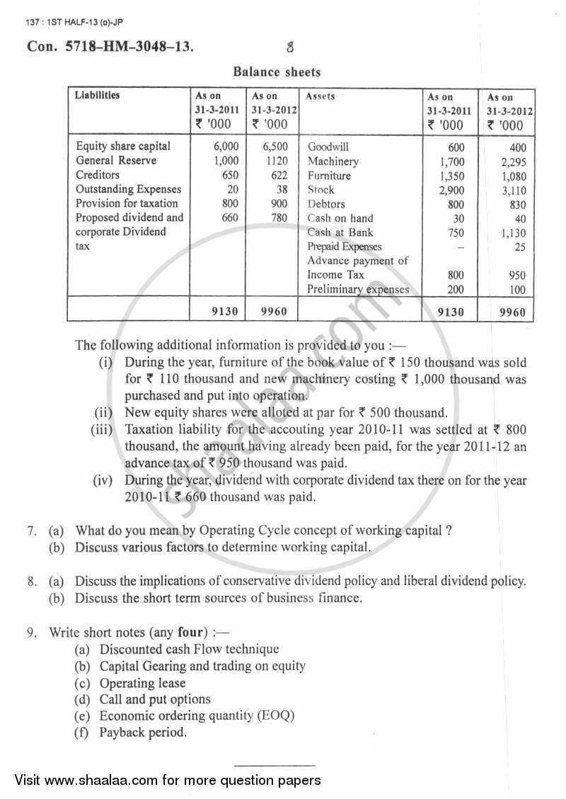 Advanced Financial Management 2012-2013 - M.Com. - Part 2 - University of Mumbai question paper with PDF download