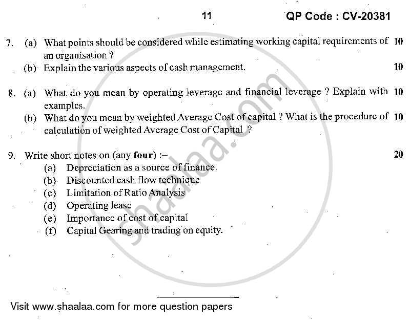 Advanced Financial Management 2013-2014 - M.Com. - Part 2 - University of Mumbai question paper with PDF download