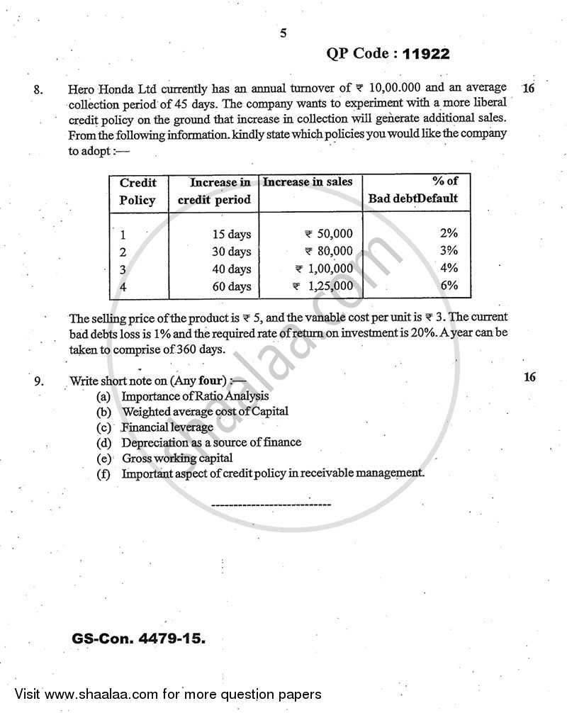 Advanced Financial Management 2014-2015 - M.Com. - Part 2 - University of Mumbai question paper with PDF download
