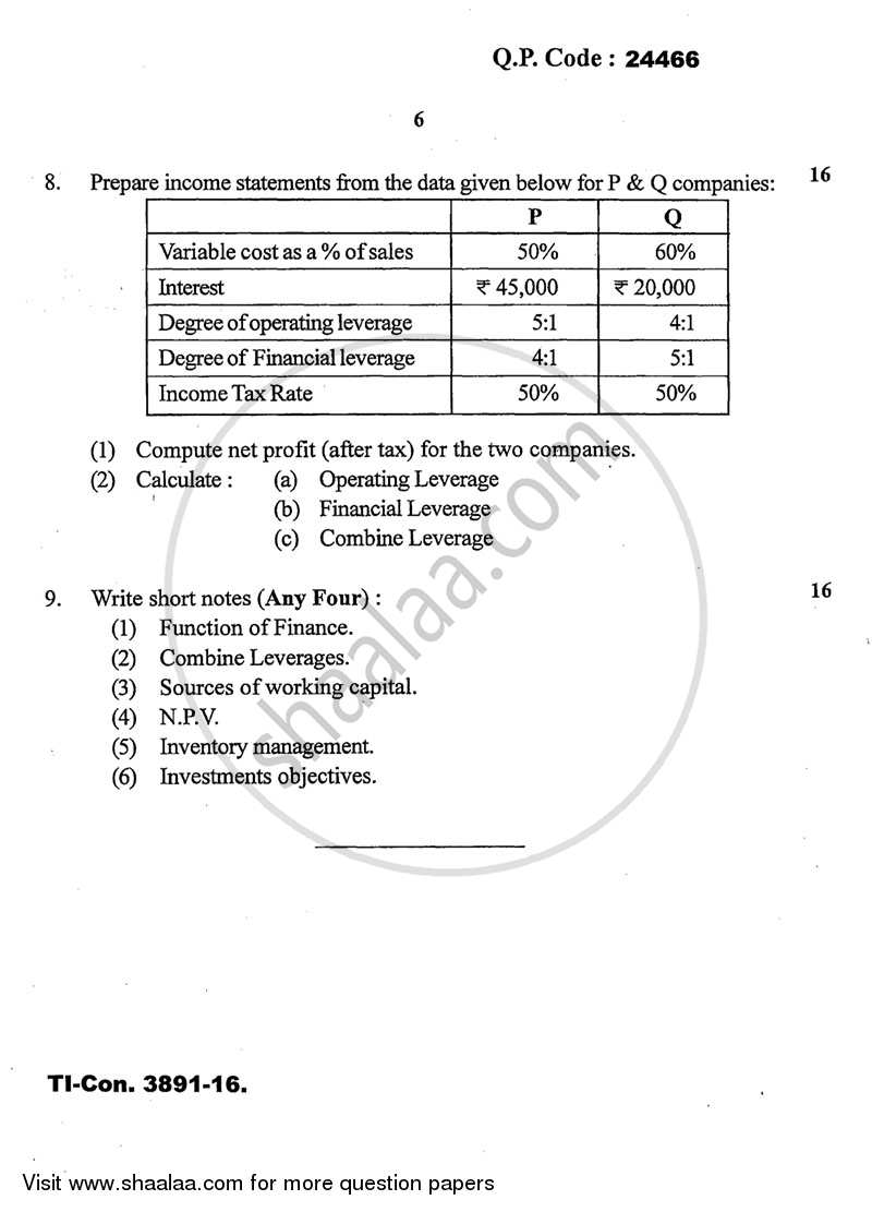 Advanced Financial Management 2015-2016 - M.Com. - Part 2 - University of Mumbai question paper with PDF download