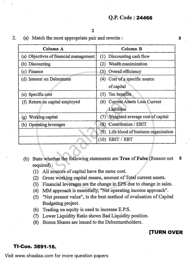 Advanced Financial Management 2015-2016 - M.Com. - Part 2 - University of Mumbai question paper with PDF download