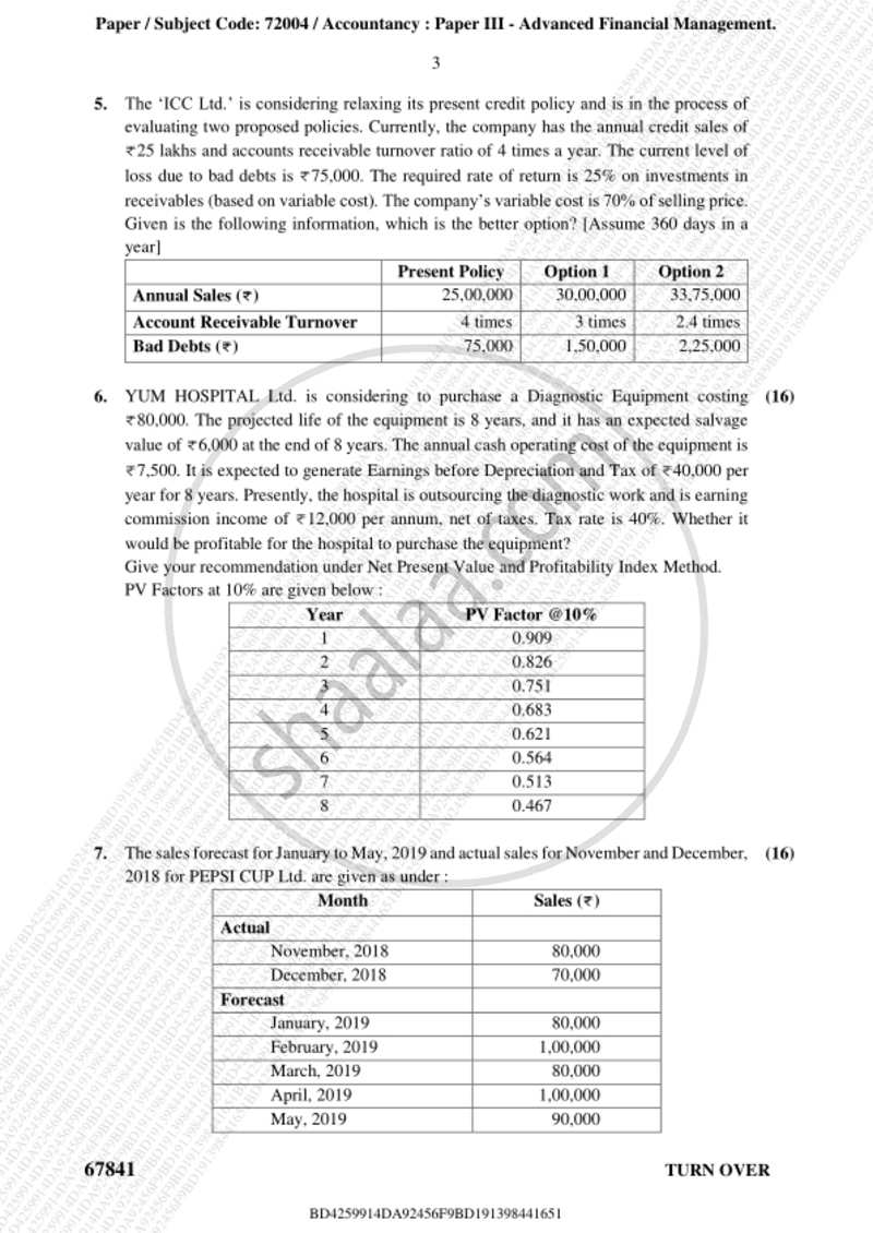 Advanced Financial Management 2018-2019 - M.Com. - Part 2 - University of Mumbai question paper with PDF download