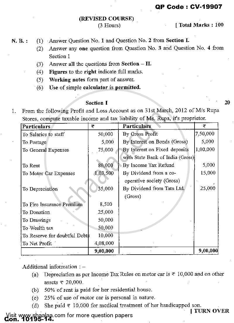 Direct and Indirect Taxes 2013-2014 - M.Com. - Part 2 - University of Mumbai question paper with PDF download