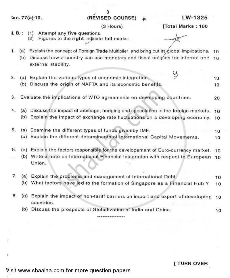 Economics of Global Trade and Finance 2009-2010 - M.Com. - Semester 1 - University of Mumbai question paper with PDF download