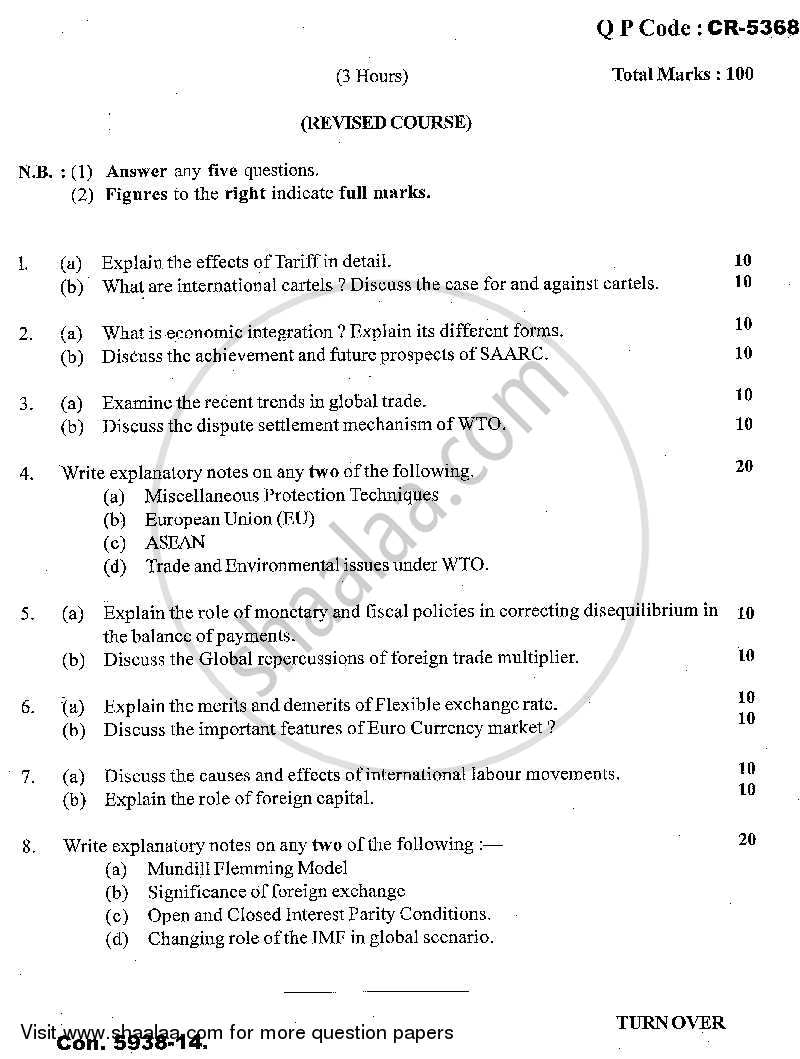 Economics of Global Trade and Finance 2013-2014 - M.Com. - Part 1 - University of Mumbai question paper with PDF download