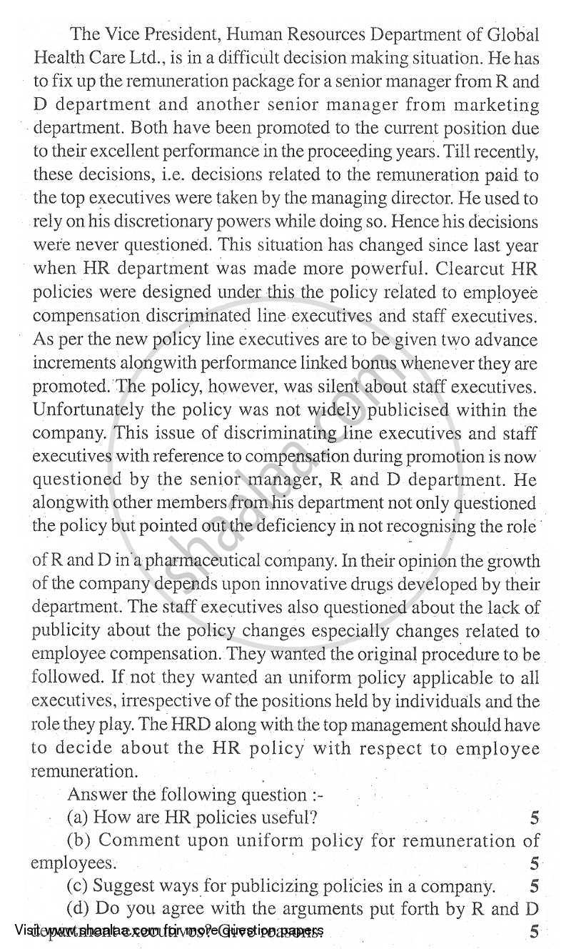 Human Resource Management 2008-2009 - M.Com. - Part 1 - University of Mumbai question paper with PDF download