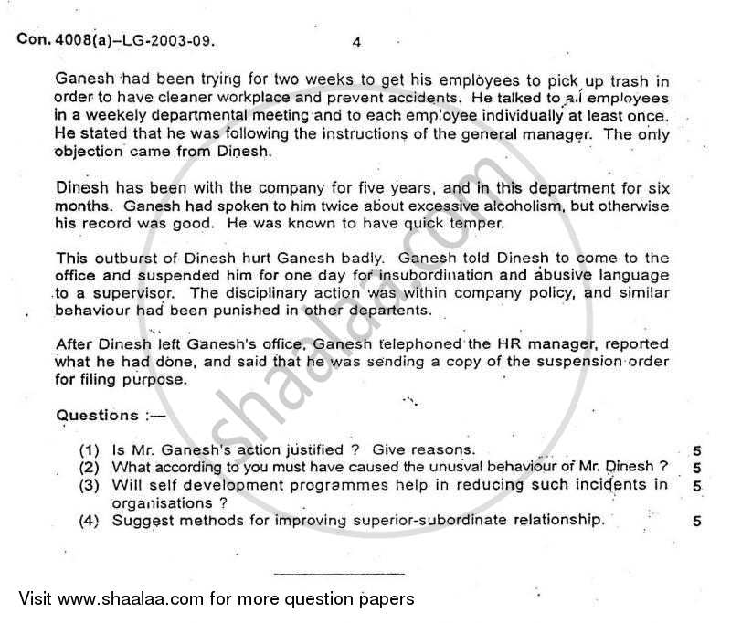 Human Resource Management 2009-2010 - M.Com. - Part 1 - University of Mumbai question paper with PDF download