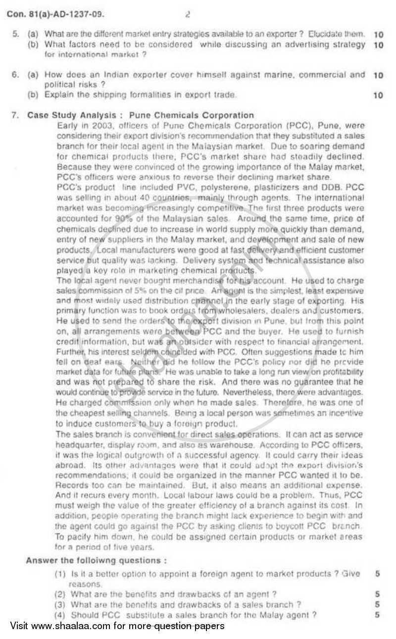 International Marketing 2008-2009 - M.Com. - Part 2 - University of Mumbai question paper with PDF download