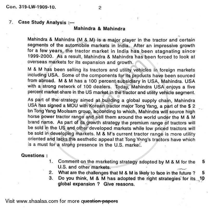 International Marketing 2009-2010 - M.Com. - Part 2 - University of Mumbai question paper with PDF download