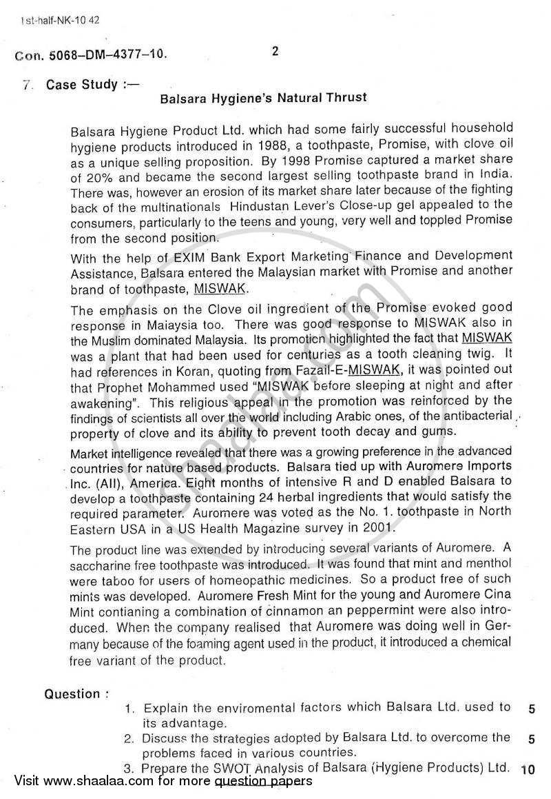 International Marketing 2010-2011 - M.Com. - Part 2 - University of Mumbai question paper with PDF download