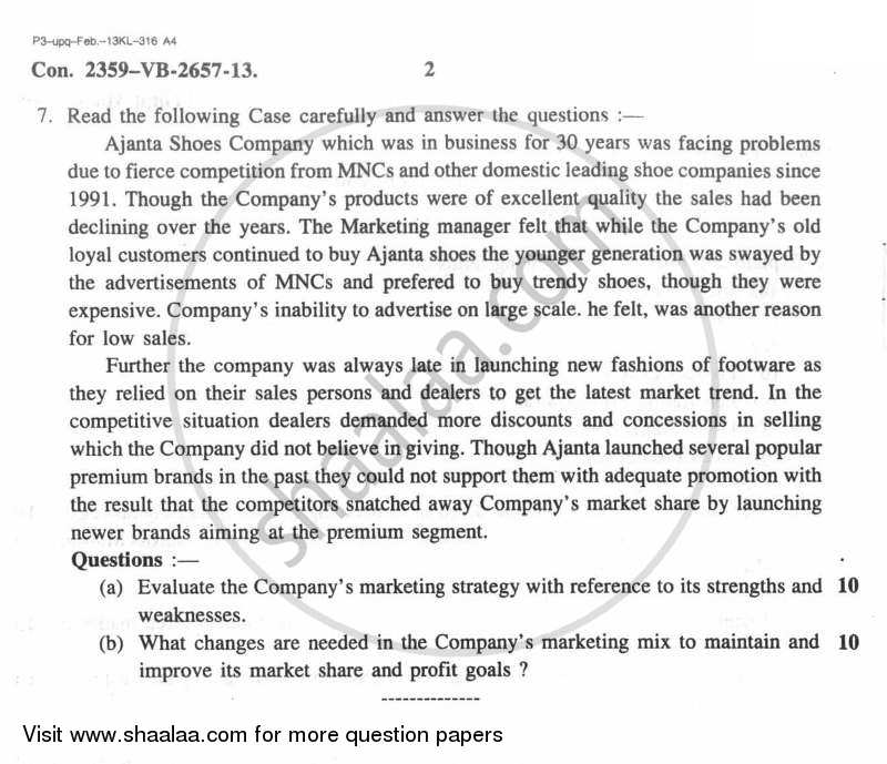 Marketing Strategy and Plan 2012-2013 - M.Com. - Part 1 - University of Mumbai question paper with PDF download