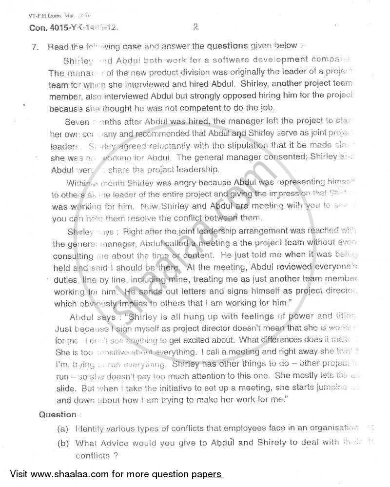 Organizational Behaviour 2011-2012 - M.Com. - Part 2 - University of Mumbai question paper with PDF download