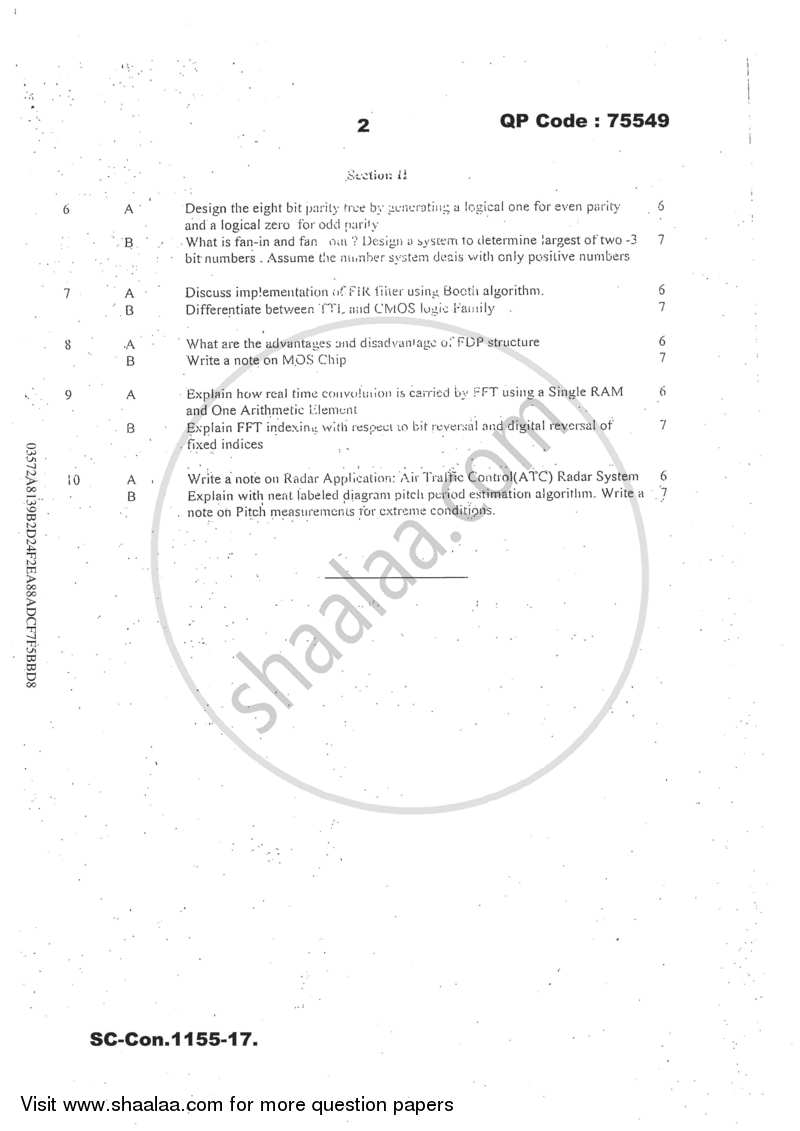 Digital Signal Processing 1 and 2 2016-2017 - M.Sc. -  - University of Mumbai question paper with PDF download