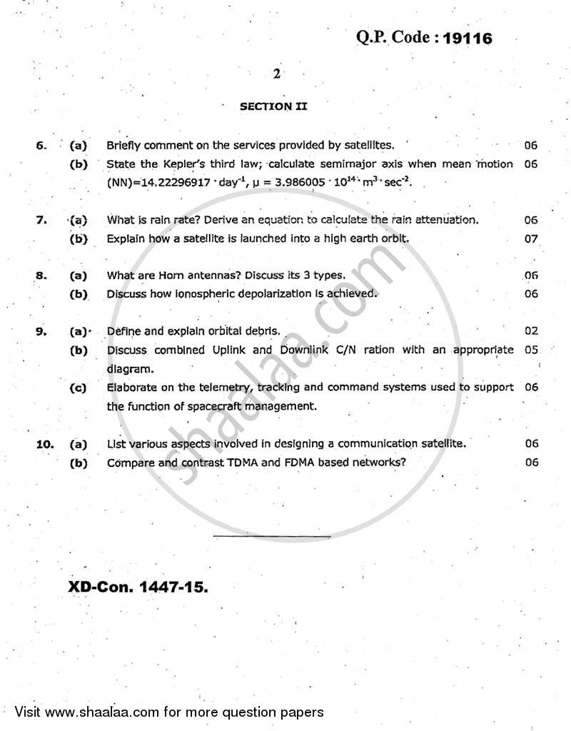 Enterprise Networking and Satellite Communication 2014-2015 - M.Sc. - Part 2 - University of Mumbai question paper with PDF download