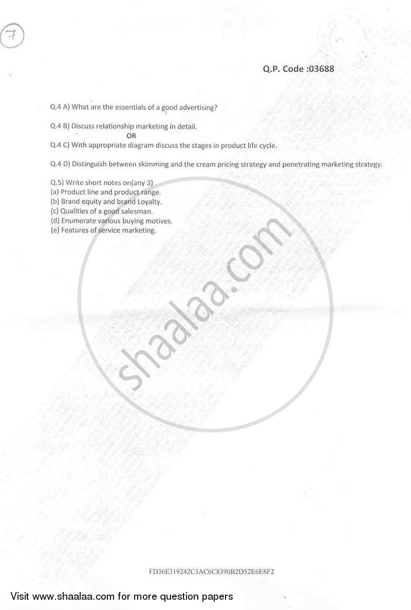 Principles of Marketing 2017-2018 Semester 2 - University of Mumbai question paper with PDF download