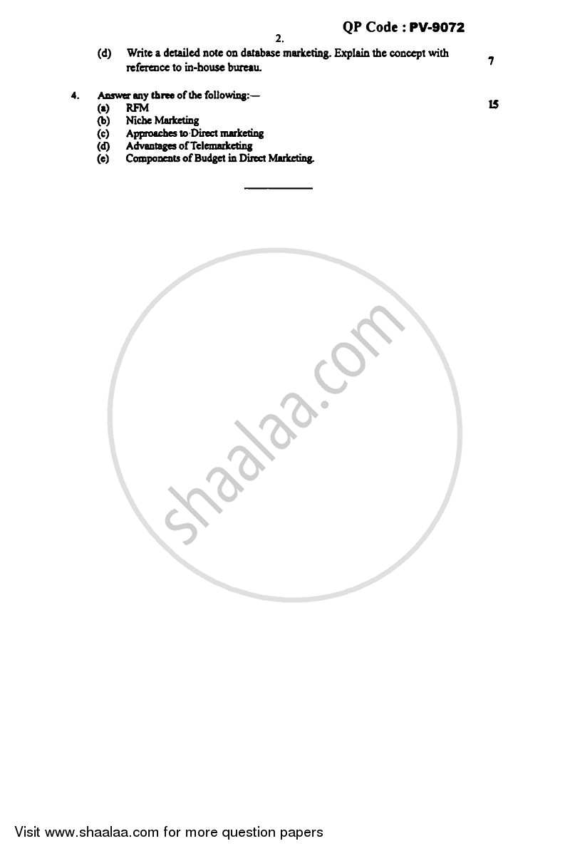 The Principles and Practice of Direct Marketing 2013-2014 Semester 6 - University of Mumbai question paper with PDF download