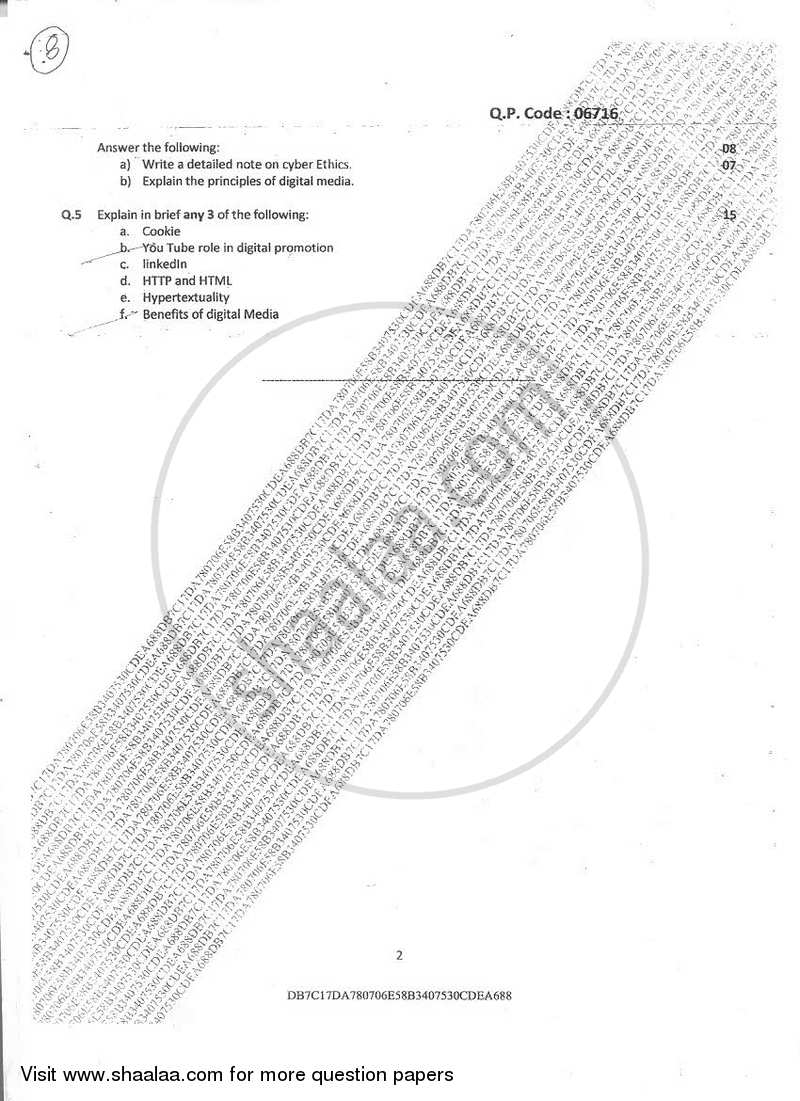 The Principles and Practice of Direct Marketing 2016-2017 Semester 6 - University of Mumbai question paper with PDF download