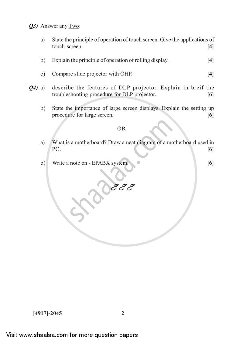 Audio, Video and Office Equipments - B 2015-2016 Semester 4 (FYBSc) - University of Pune question paper with PDF download
