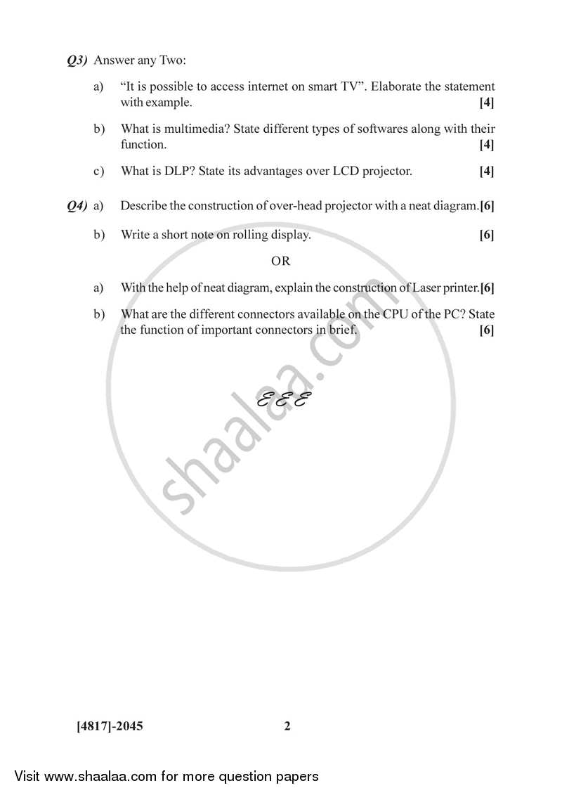 Audio, Video and Office Equipments - B 2015-2016 Semester 4 (FYBSc) - University of Pune question paper with PDF download
