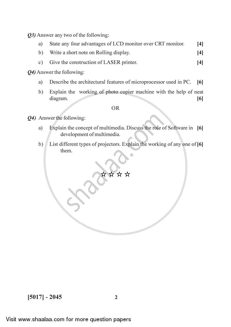 Audio, Video and Office Equipments - B 2016-2017 Semester 4 (FYBSc) - University of Pune question paper with PDF download