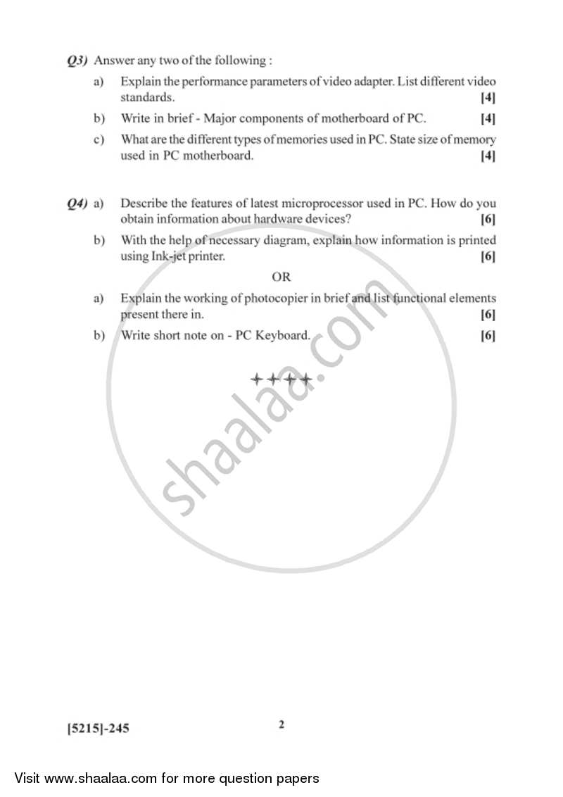 Audio, Video and Office Equipments - B 2017-2018 Semester 4 (FYBSc) - University of Pune question paper with PDF download