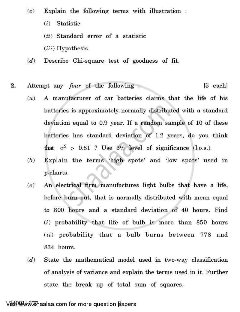 Applied Statistics General Paper 3- Applications of Statistics 2011-2012 - B.A. - 3rd Year (TYBA) - University of Pune question paper with PDF download