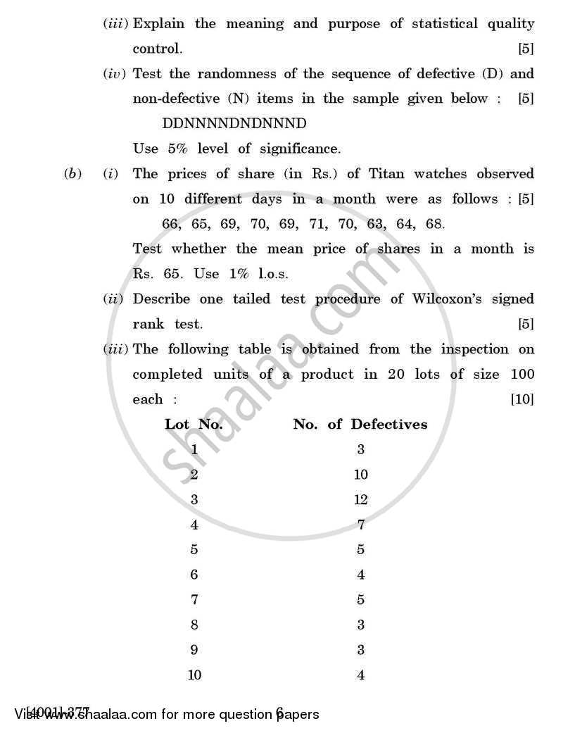 Applied Statistics General Paper 3- Applications of Statistics 2011-2012 - B.A. - 3rd Year (TYBA) - University of Pune question paper with PDF download
