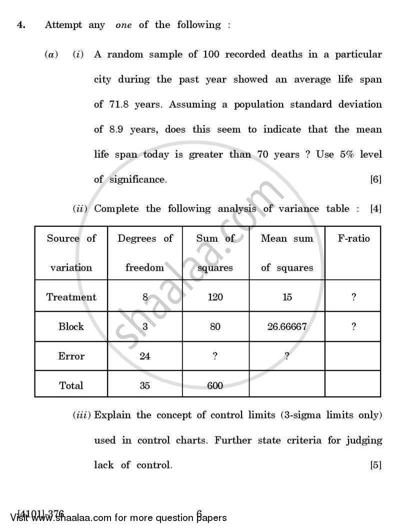 Applied Statistics General Paper 3- Applications of Statistics 2011-2012 - B.A. - 3rd Year (TYBA) - University of Pune question paper with PDF download