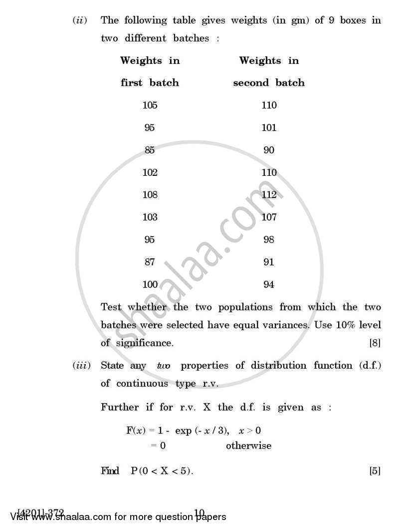 Applied Statistics General Paper 3- Applications of Statistics 2012-2013 - B.A. - 3rd Year (TYBA) - University of Pune question paper with PDF download
