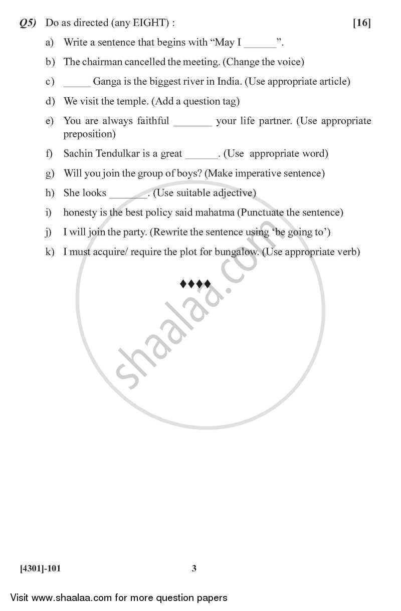 Compulsory English 2012-2013 - B.A. - 1st Year (FYBA) - University of Pune question paper with PDF download