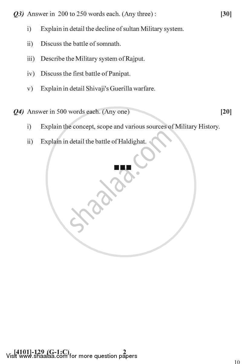 Defence and Strategic Studies General Paper 1C- Military System of India (Upto Revolt of 1857) 2011-2012 - B.A. - 1st Year (FYBA) - University of Pune question paper with PDF download