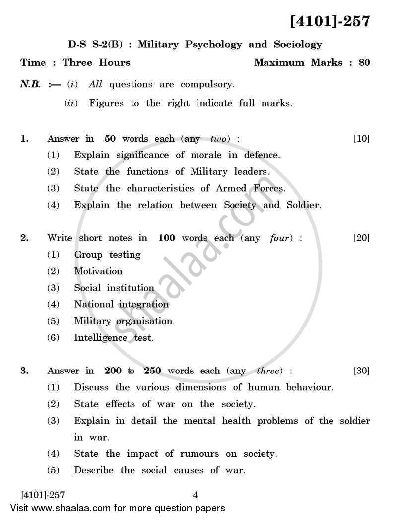 Defence and Strategic Studies Special Paper 2A- Defence Economics 2011-2012 - B.A. - 2nd Year (SYBA) - University of Pune question paper with PDF download