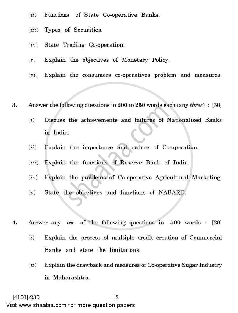 Economics General Paper 2- Banking and Co-operation in India 2011-2012 - B.A. - 2nd Year (SYBA) - University of Pune question paper with PDF download