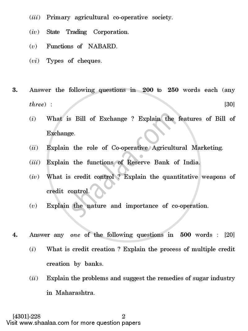 Economics General Paper 2- Banking and Co-operation in India 2012-2013 - B.A. - 2nd Year (SYBA) - University of Pune question paper with PDF download