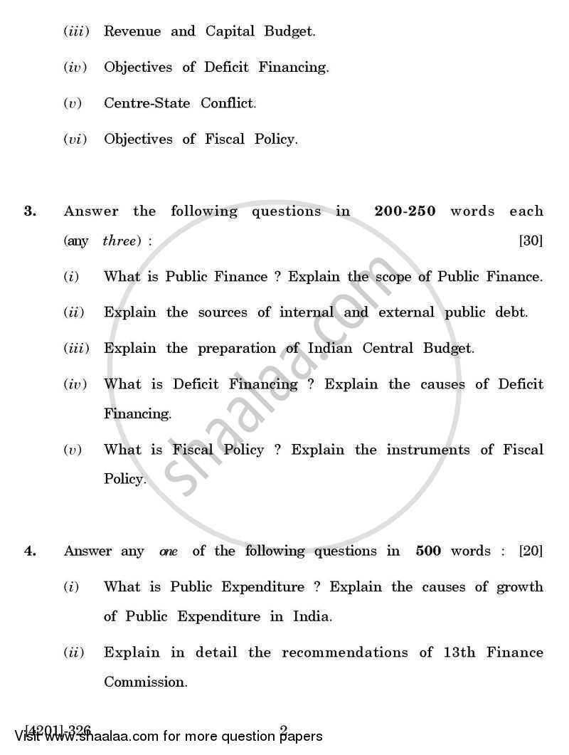 Economics General Paper 3- Indian Public Finance 2012-2013 - B.A. - 3rd Year (TYBA) - University of Pune question paper with PDF download