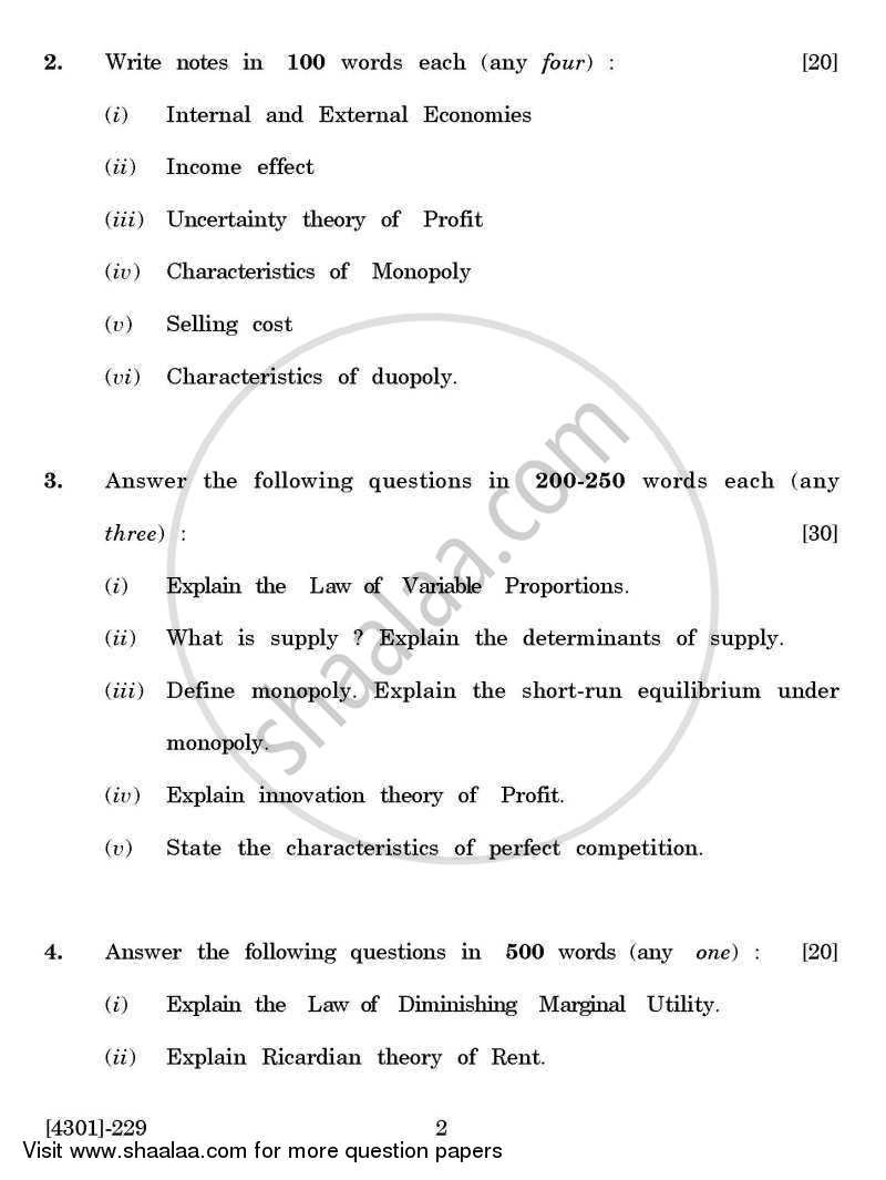 Economics Special Paper 1- Micro Economics 2012-2013 - B.A. - 2nd Year (SYBA) - University of Pune question paper with PDF download