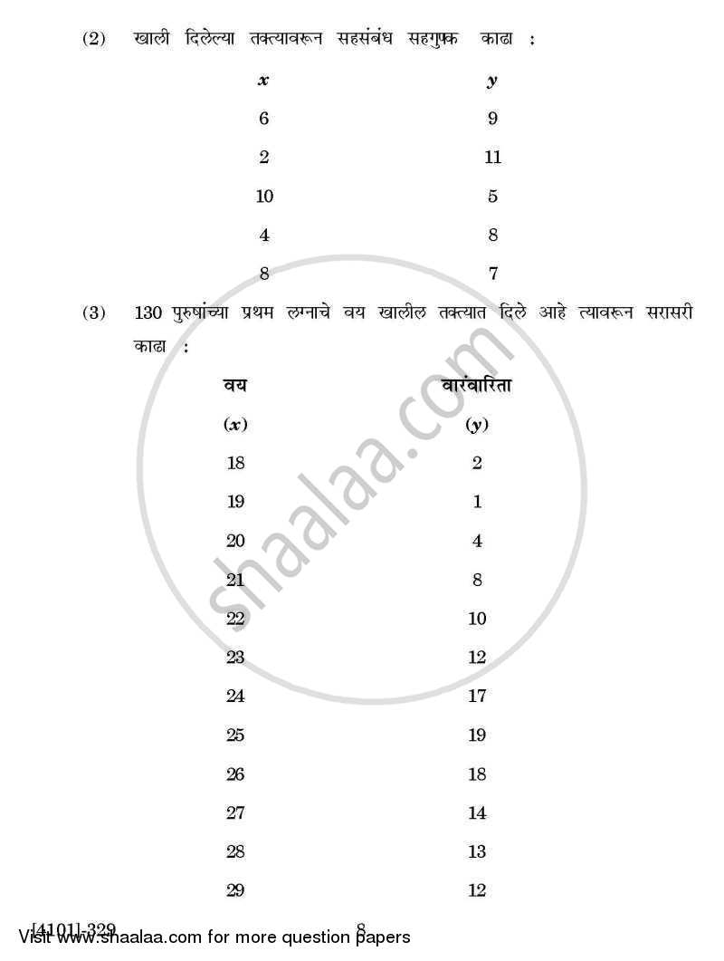 Economics Special Paper 4- Quantitative Techniques 2011-2012 - B.A. - 3rd Year (TYBA) - University of Pune question paper with PDF download