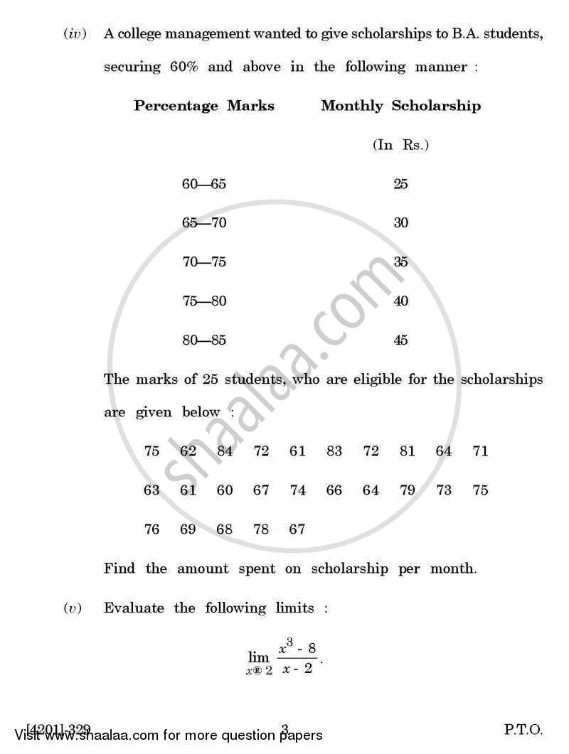 Economics Special Paper 4- Quantitative Techniques 2012-2013 - B.A. - 3rd Year (TYBA) - University of Pune question paper with PDF download