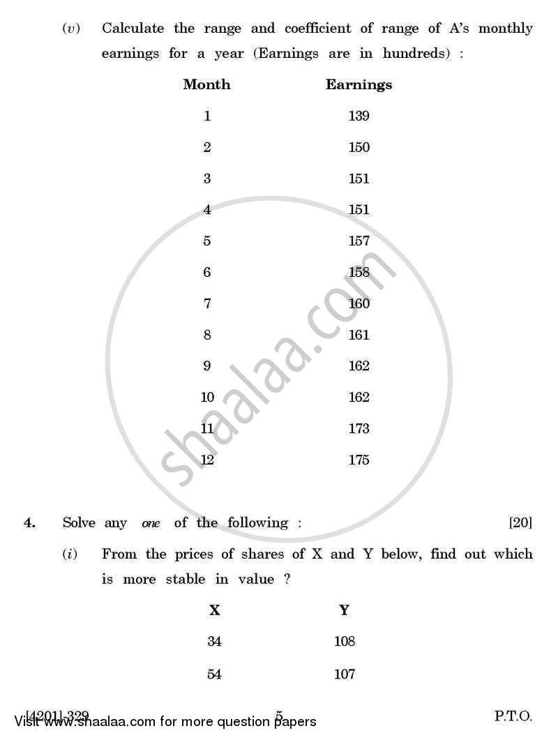 Economics Special Paper 4- Quantitative Techniques 2012-2013 - B.A. - 3rd Year (TYBA) - University of Pune question paper with PDF download