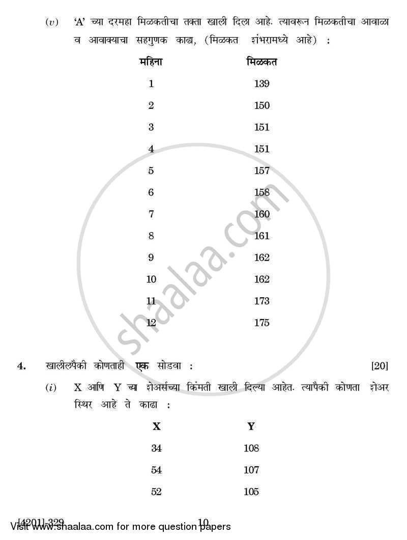 Economics Special Paper 4- Quantitative Techniques 2012-2013 - B.A. - 3rd Year (TYBA) - University of Pune question paper with PDF download