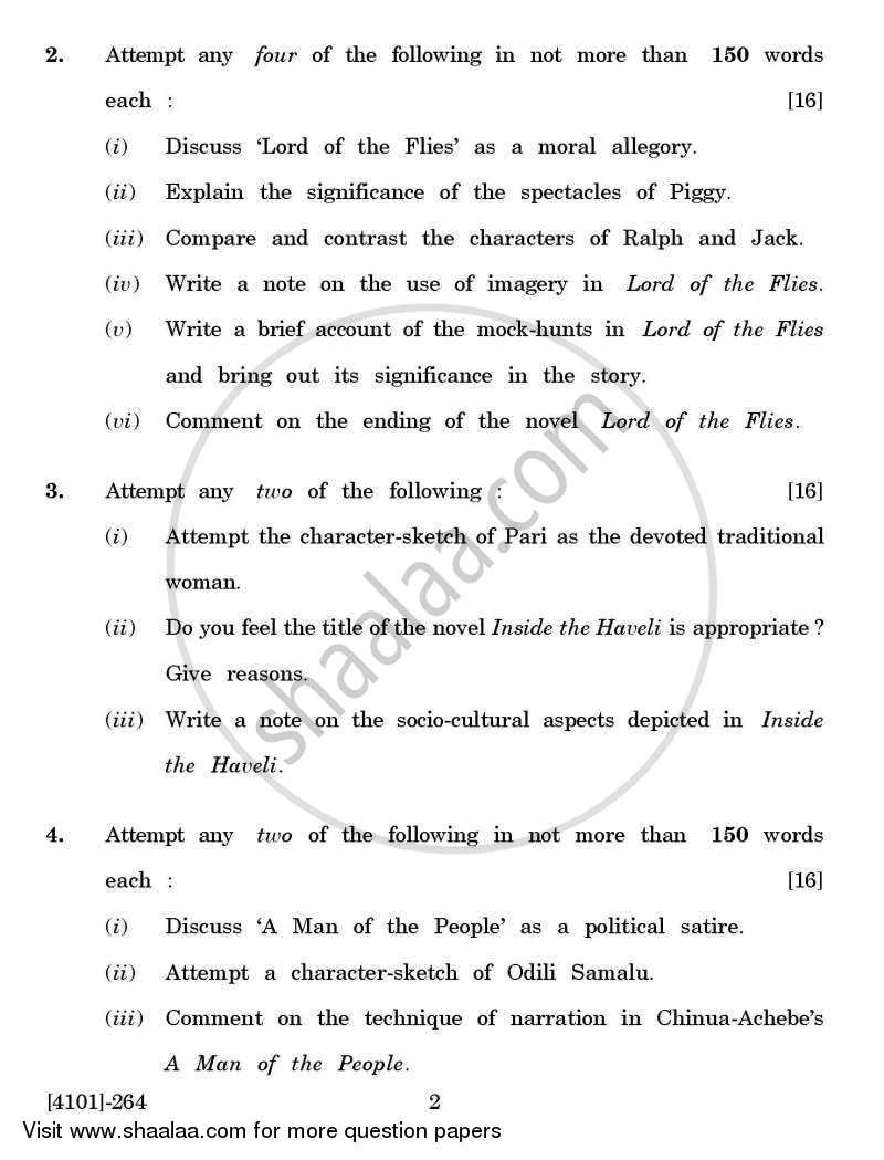 English General Paper 2- Understanding Fiction 2011-2012 - B.A. - 2nd Year (SYBA) - University of Pune question paper with PDF download